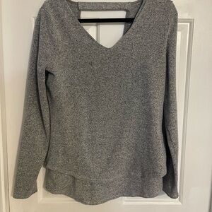 White House Black Market Heathered Gray V-Neck Sweater